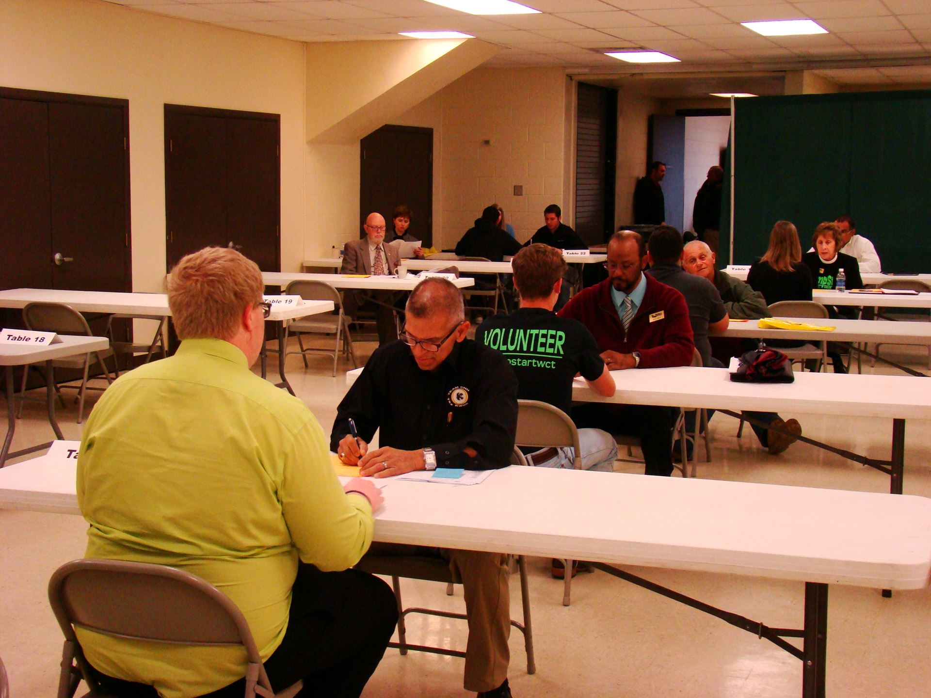 Employers conduct mock interviews with students.